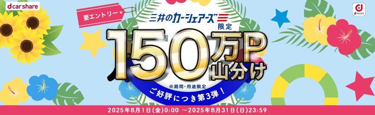 三井のカーシェアーズ限定の150万ポイント山分けキャンペーン