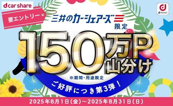 三井のカーシェアーズ限定の150万ポイント山分けキャンペーン