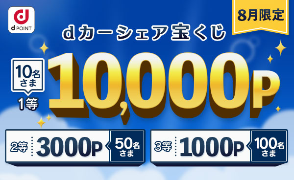 【終了】最大10,000Pが当たる！dカーシェア宝くじ