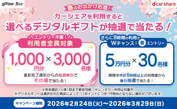 dカーシェア 春のおでかけ応援ギフトキャンペーン